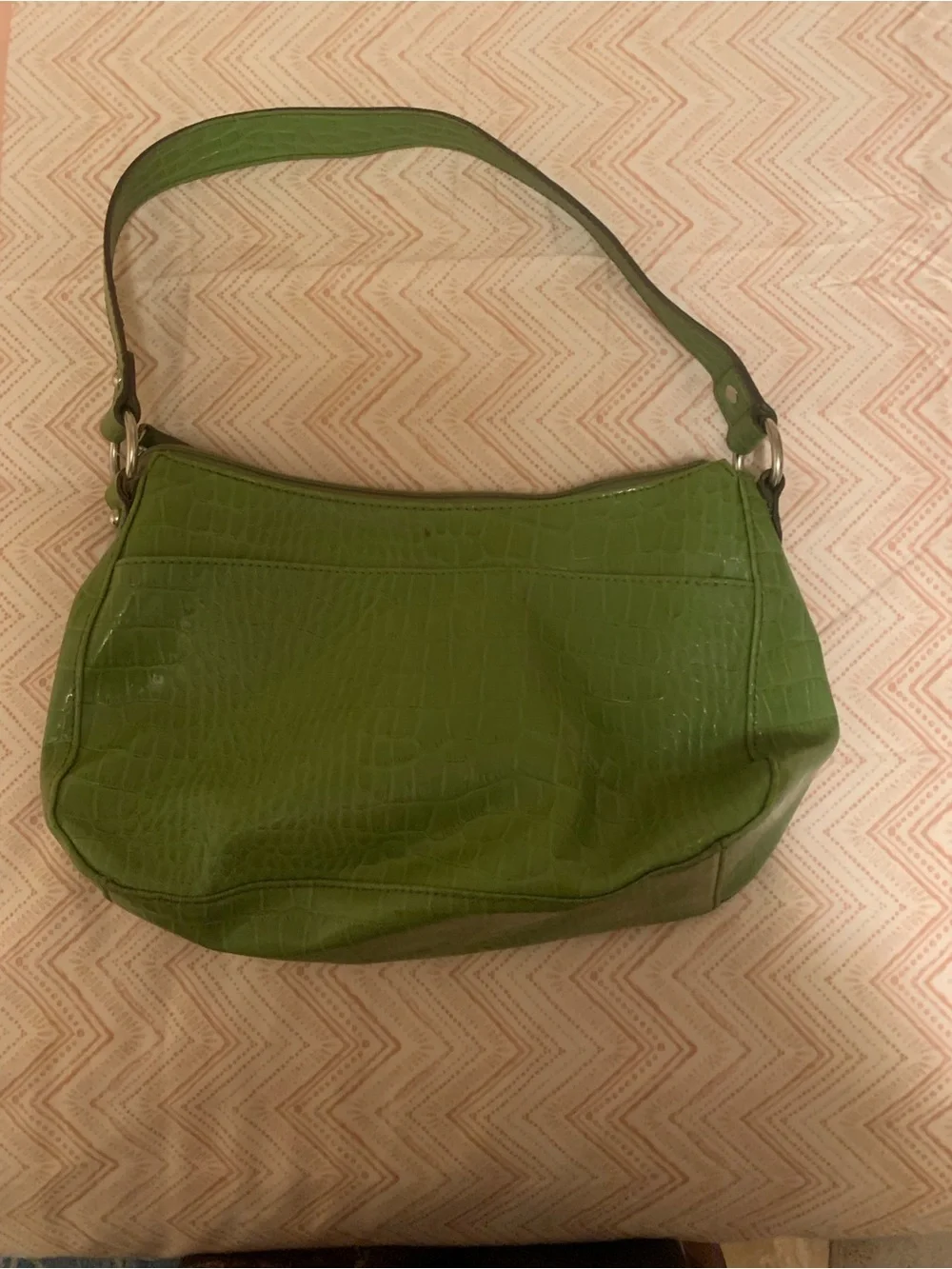 Liz Claiborne shoulder bag paired with slingback heels.
